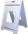 white Marquee Jr a-frame sign holder for plastic corrugated sheets pads coroplast